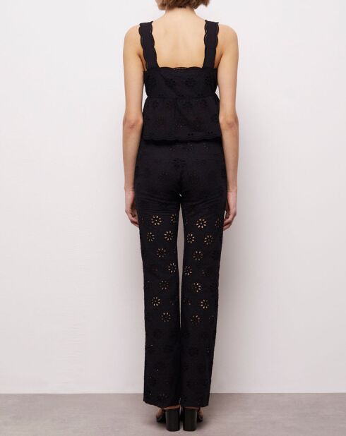 Top court en Broderie Anglaise noir