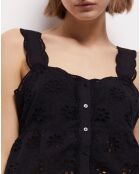 Top court en Broderie Anglaise noir