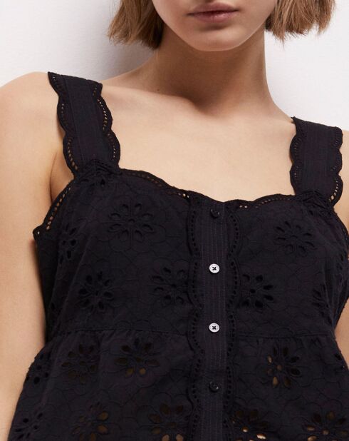 Top court en Broderie Anglaise noir