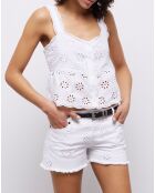 Top court en Broderie Anglaise blanc