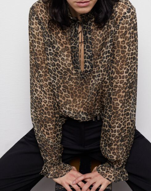 Chemisier semi transparent léopard