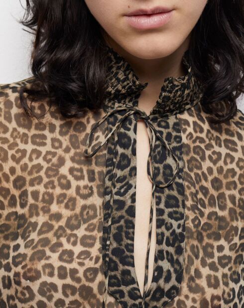 Chemisier semi transparent léopard