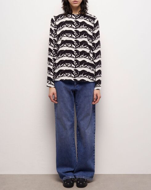 Chemisier imprimé panthère noir