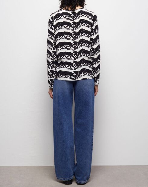 Chemisier imprimé panthère noir