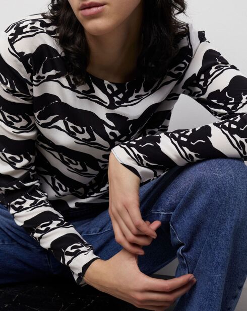 Chemisier imprimé panthère noir