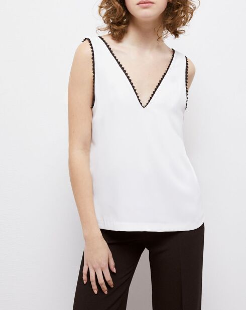 Top décolleté écru
