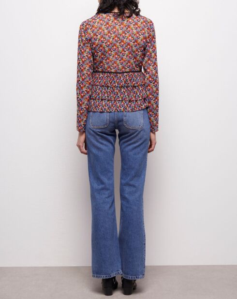 Top à volants plissés multicolore