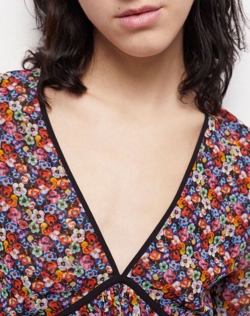 Top à volants plissés multicolore