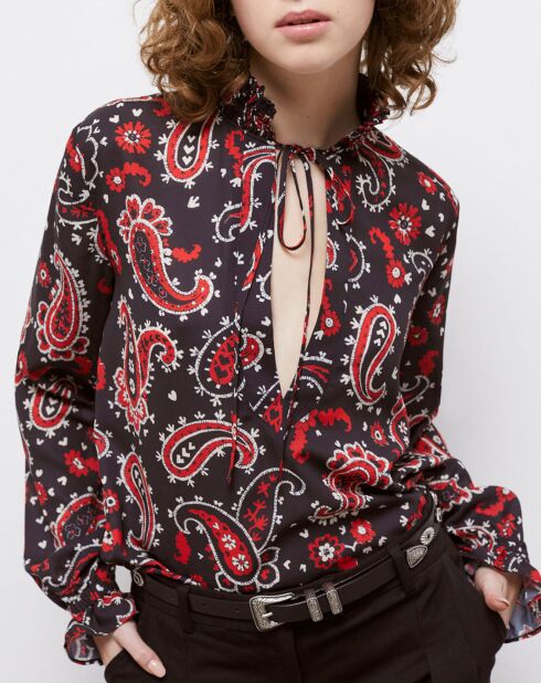 Chemisier imprimé noir/rouge