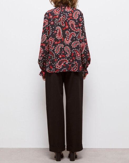 Chemisier imprimé noir/rouge