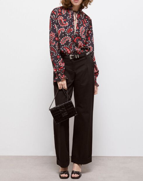 Chemisier imprimé noir/rouge