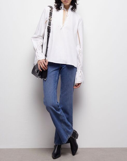 Blouse avec broderie anglaise blanche