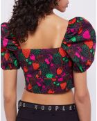 Top court à motifs multicolore
