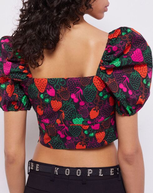 Top court à motifs multicolore
