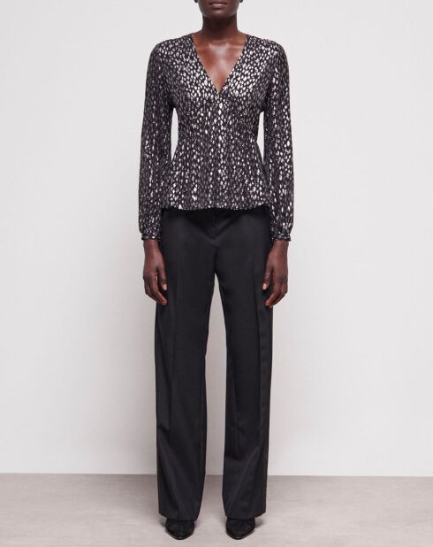 Top fluide léopard argenté