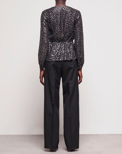 Top fluide léopard argenté