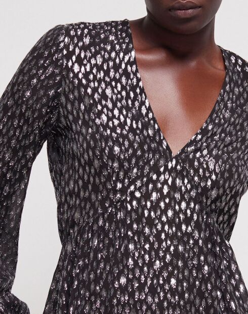 Top fluide léopard argenté