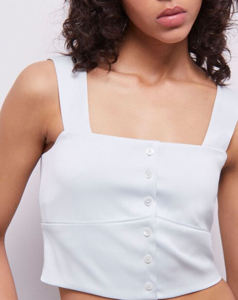 Top court avec boutonnière vert