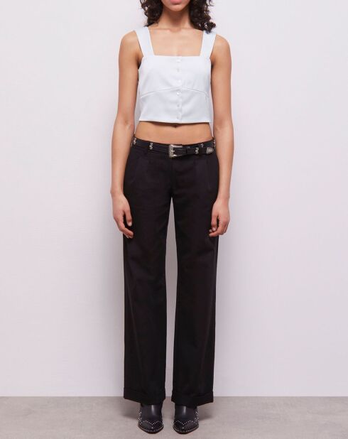 Top court avec boutonnière vert