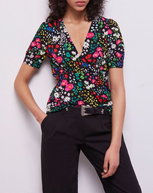 Haut imprimé avec boutonnage multicolore