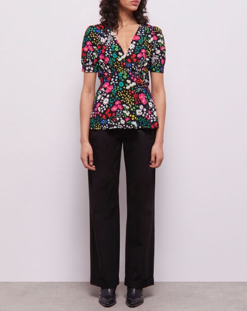 Haut imprimé avec boutonnage multicolore