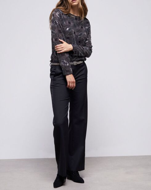 Top à strass noir