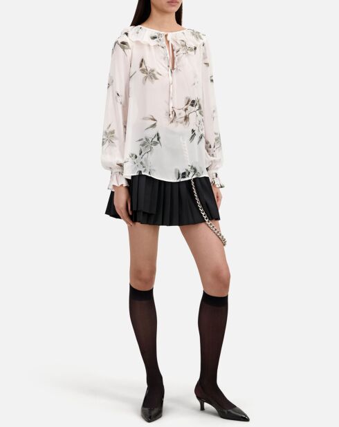 Haut imprimé avec volants écru