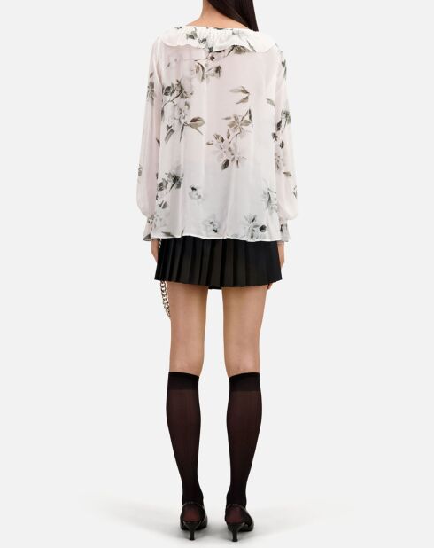 Haut imprimé avec volants écru