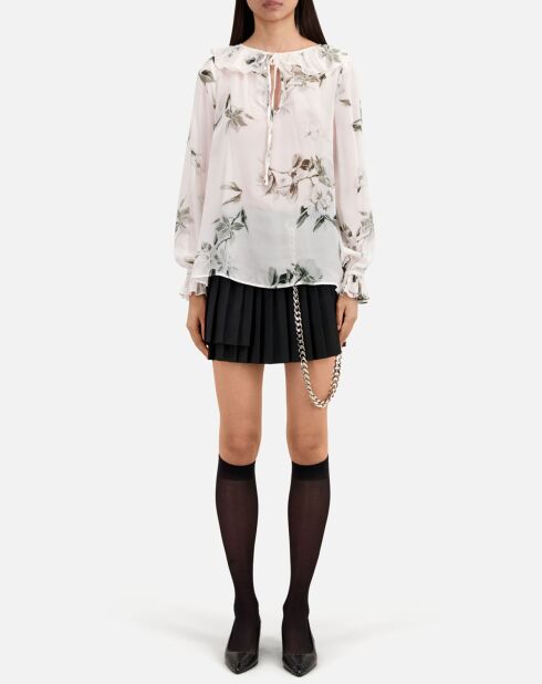 Haut imprimé avec volants écru