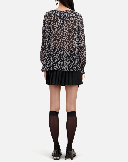 Haut imprimé avec volants noir