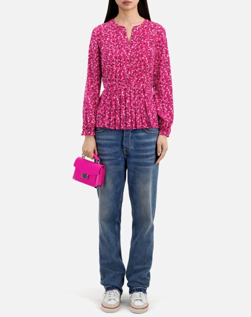 Haut imprimé avec plis rose