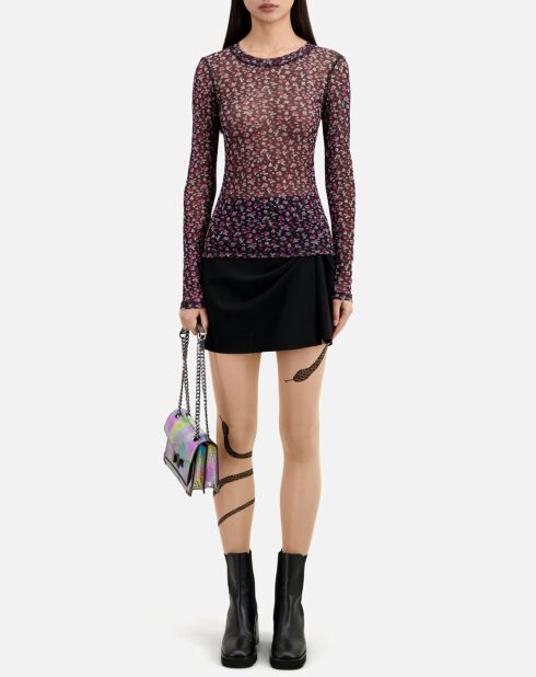 T-shirt imprimé noir et rose