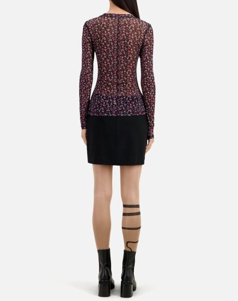 T-shirt imprimé noir et rose