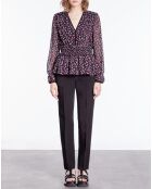 Top imprimé à smocks noir