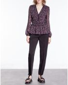 Top imprimé à smocks noir