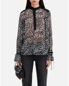 Top imprimé avec détails contrastés noir