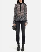 Top imprimé avec détails contrastés noir