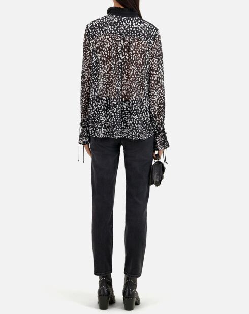 Top imprimé avec détails contrastés noir