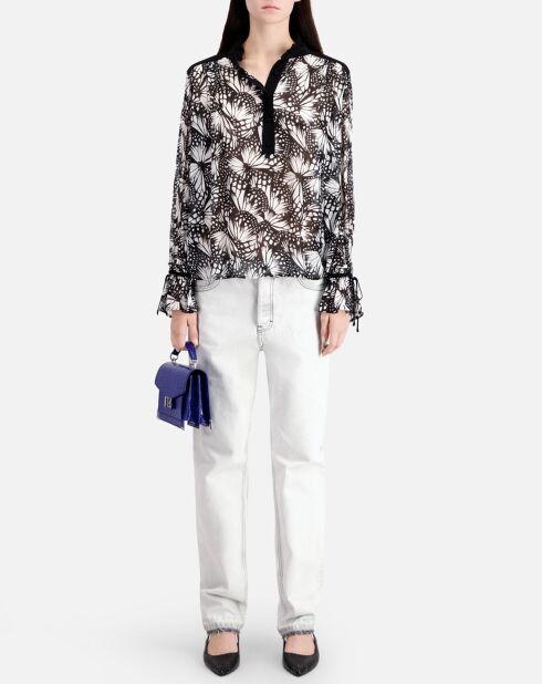 Top imprimé avec détails contrastés noir