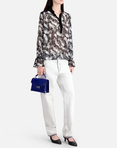 Top imprimé avec détails contrastés noir