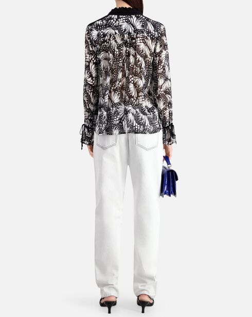 Top imprimé avec détails contrastés noir