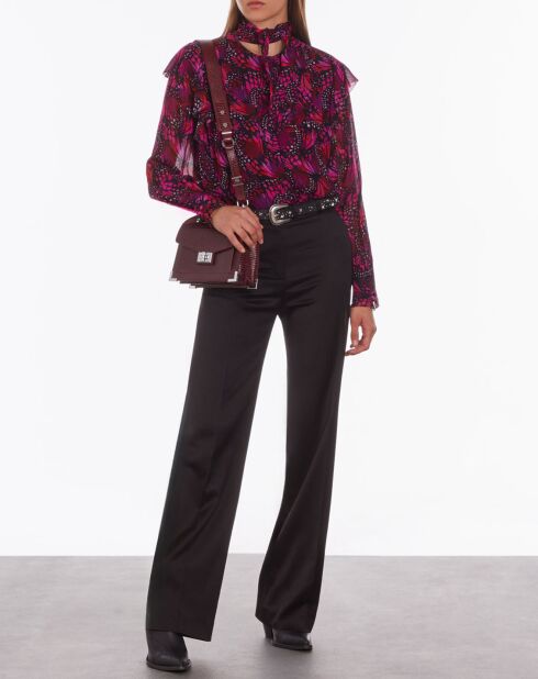 Haut imprimé avec volants rose