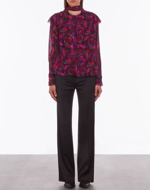 Haut imprimé avec volants rose