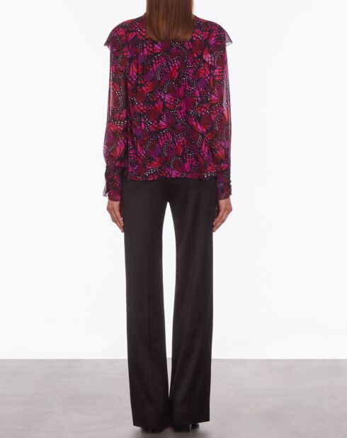 Haut imprimé avec volants rose