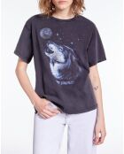 T-Shirt avec sérigraphie Wolf noir
