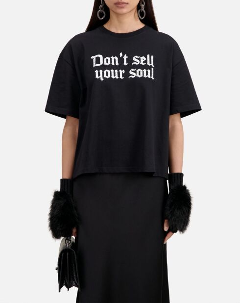 T-Shirt avec sérigraphie Don't sell your soul noir