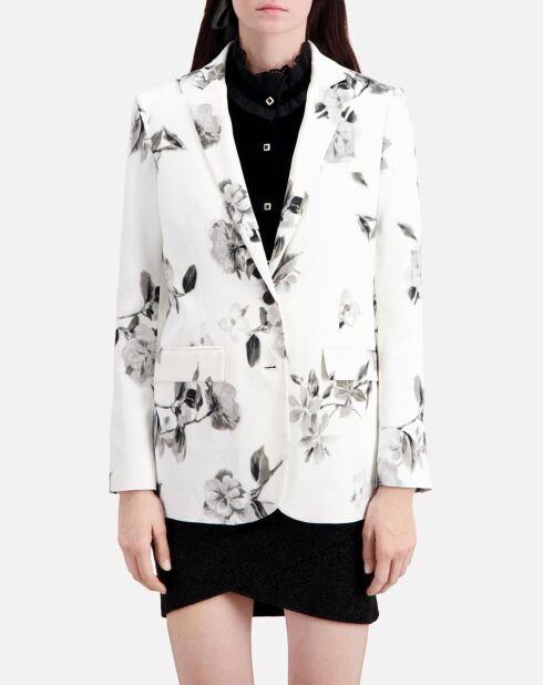Veste tailleur imprimée écrue