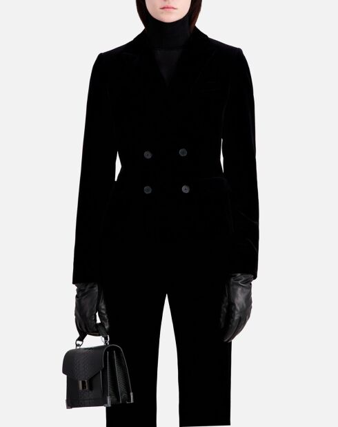 Veste tailleur courte en velours noir