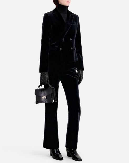 Veste tailleur courte en velours noir