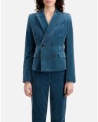Veste tailleur courte en velours bleue